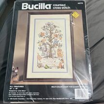Bucilla ALL CREATURES Counted Cross Stitch Kit Religous 10&quot; x 18&quot; Vintage - $12.37