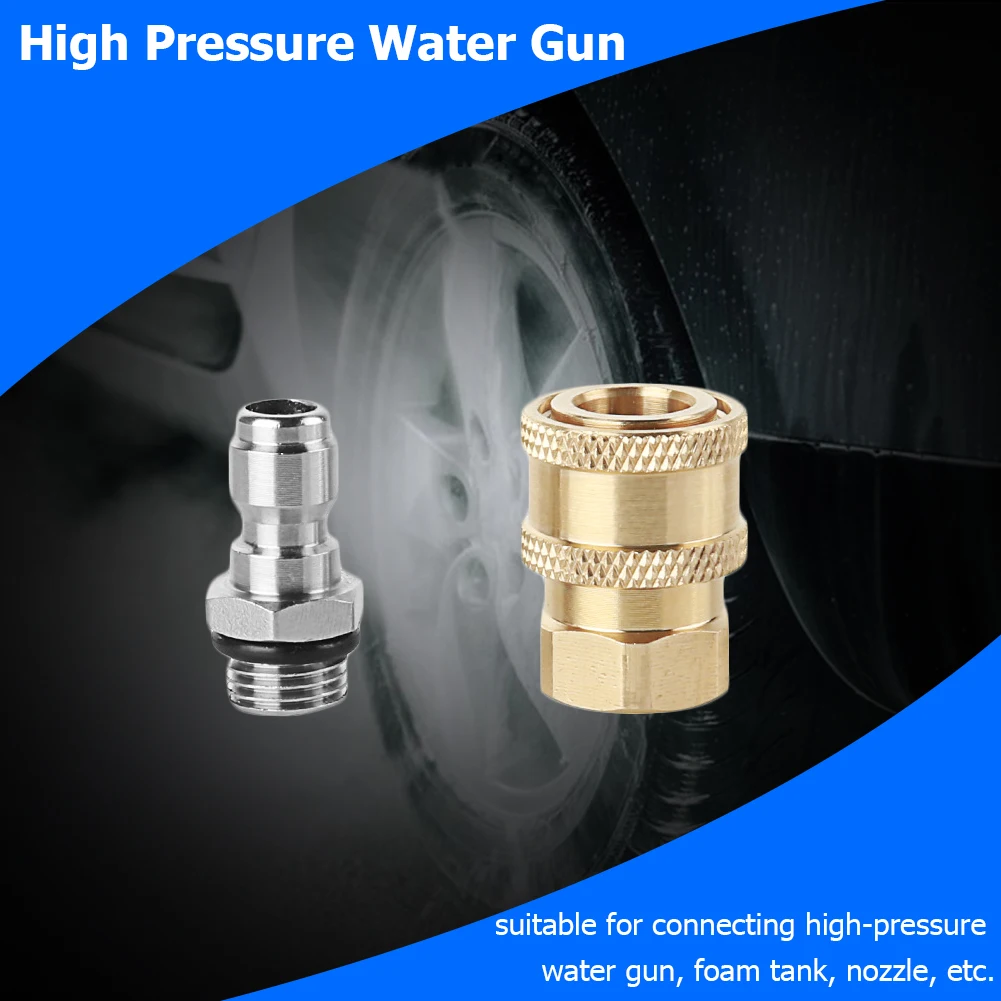 High Pressure Washer Water Gun Jet 1/4 inch Stainless Steel Quick Connector+M1 - £11.42 GBP