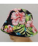 City Hunter Black Bucket Hat Floral Hawaiian Tropical Beach Lightweight  - £8.65 GBP