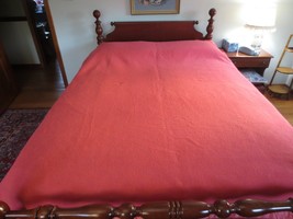 Vintage NORTH STAR WOOLEN MILL Reversible CORAL &amp; GREY WOOL BLANKET - 72... - $79.96 CAD