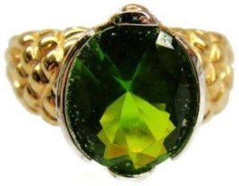 sz 7.75 Ring Simulated Cubic Zirconia Peridot Gold Plated 925 Sterling S... - £35.02 GBP