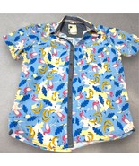 Free Planet Mens Short Sleeve Button Up Shirt Flamingo Banana Print Gree... - $15.00