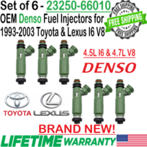 NEW OEM DENSO x6 Fuel injectors for 1993-2003 Toyota Land Cruiser &amp; Lexus LX450 - £265.35 GBP