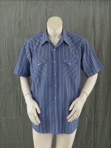 Vintage Western Short Sleeve Shirt - Blue and Yellow Stripes by Ely - Men&#39;s XL - £38.54 GBP