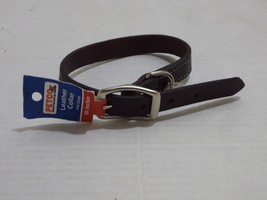 Petco Brown Leather Dog Collar, For Neck Sizes 16&quot;, Medium 4 adjustment holes - £11.77 GBP