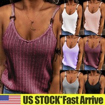  Womens Summer Tank Tops Vest Ladise Sleeveless Casual Camisole Loose T-... - £14.62 GBP