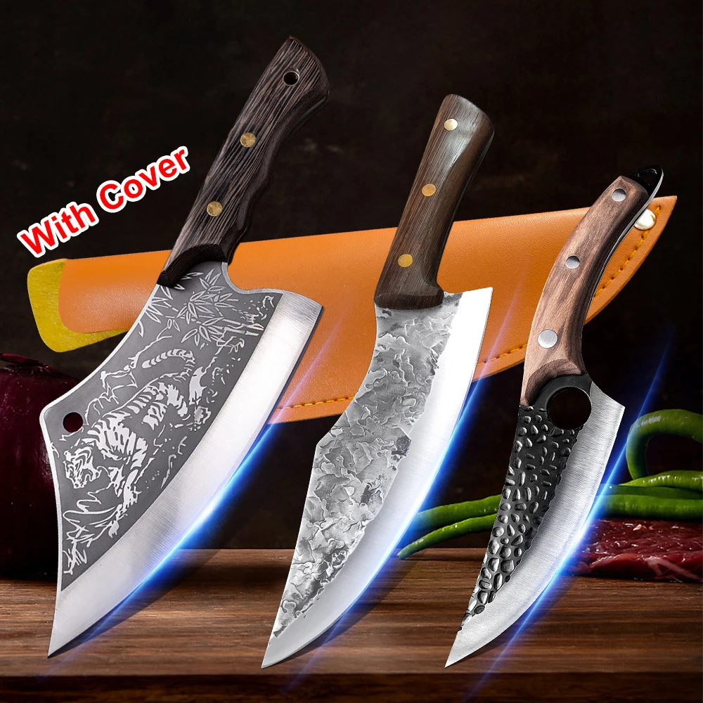 Kitchen Knives Stainless Steel Butcher Knife Cleaver Meat Vegetable Camping - £16.02 GBP+