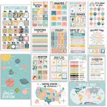 Boho Muted Educational Posters | Set of 16 | Classroom Supplies - £24.60 GBP