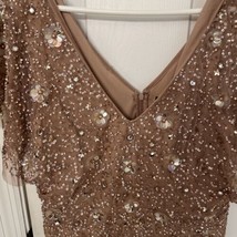 Adrianna Papell Beige/Rose Gold Full Sequin Cocktail Dress Women&#39;s Size 12 - £50.47 GBP