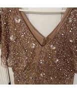 Adrianna Papell Beige/Rose Gold Full Sequin Cocktail Dress Women&#39;s Size 12 - £50.32 GBP