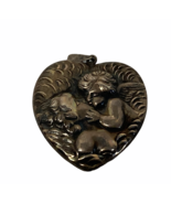 Sterling Silver Psyche Cupid Kiss Lovers Dream Heart Shaped Pendant - £111.75 GBP