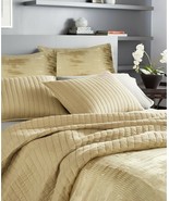 Donna Karan Casual Luxe Vapor  3P Full Queen Quilt Shams Set Gold NIP - $4,547.61 MXN