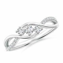 ANGARA 3.2mm Natural Diamond Infinity Twist Three Stone Bypass Ring in Silver - £369.21 GBP+