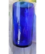 Handblown Glass Tumbler / Vase Bubble Swirl Cobalt Blue Rocks Metallic R... - $17.47