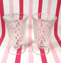 Lovely Vintage Fostoria American 2pc Clear Footed Cubist Juice Glasses - £12.38 GBP