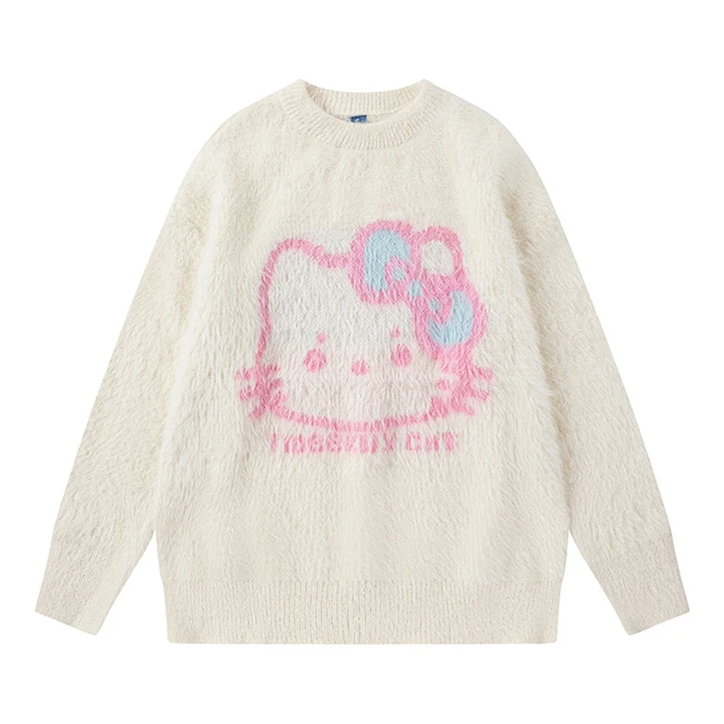 Kawaii Sanrio Hello Kitty Sweater Autumn Winter Anime Cute Thickened Warm - £28.25 GBP