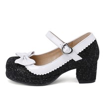 Bling Lolita Girls Mary Janes Shoes Bowknot Princess Sequined Japan Sweet Bride  - £41.15 GBP