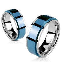 Classic Blue Spinner Ring 6-8mm Stainless Steel Anti-Anxiety Fidget Band Sz 5-13 - £11.98 GBP+