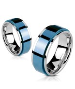 Classic Blue Spinner Ring 6-8mm Stainless Steel Anti-Anxiety Fidget Band... - £12.01 GBP+