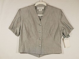 Vintage Dani Max Petite Gray Button Up Blouse Short Sleeve  Size 10 NWT NOS - £11.76 GBP