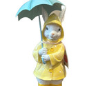 Cottontail Lane Easter Bunny With Umbrella Wearing Raincoat New 13.5” Tall - $44.99