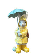 Cottontail Lane Easter Bunny With Umbrella Wearing Raincoat New 13.5” Tall - £35.39 GBP