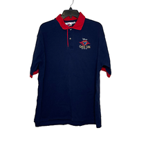 Disney Cruise Line Mens Polo Shirt Size XL 100% Cotton Navy Red Trim Kni... - $29.69