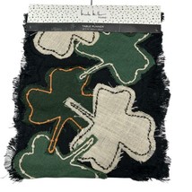 Nicole Miller Home Table Runner Shamrock Clover St Patrick Burlap Stitch... - $27.73