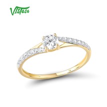 VISTOSO Gold Rings For Women Genuine 9K 375 Yellow Gold Ring Sparkling White CZ  - £80.69 GBP