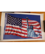 Vintage Statue of Liberty &amp; American Flag Poster 11&quot; x 17&quot; NF - €10,22 EUR