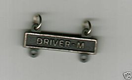 ARMY DRIVER BADGE CLASP- ARMY  DRIVER "M" MECHANIC - $2.97