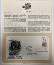 American Wildlife Mail Cover FDC &amp; Info Sheet Cottontail Rabbit 1987 - £7.70 GBP