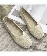 Breathable Mesh Ballet Flats Women Square Toe Soft Bottom Knitted Flats ... - £19.73 GBP