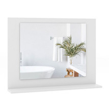 Rectangle Bathroom Mirror with Shelf 23.5 x 17.5 Inch and Wood Frame-White - Col - $2,391.60 MXN