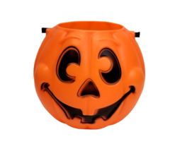 1997 Grand Venture Pumpkin Pail Jack O Lantern 10&quot; Orange Halloween Vintage - £8.78 GBP