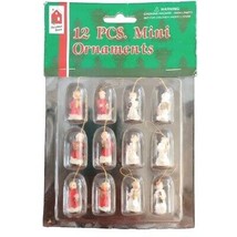 12 Pcs Mini Ornaments Christmas House Red White Angels Playing Instruments 1&quot; - £3.92 GBP