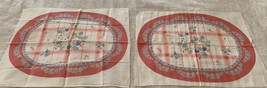 Wamsutta Hallmark Fabric Panel Auntie Em Strawberry Placemats Set of Two Oval - £9.87 GBP