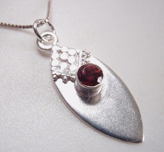 Faceted Garnet Tribal Style 925 Sterling Silver Necklace Corona Sun Jewelry - £12.79 GBP