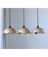 Set of 3 unique natural wood lamps Wooden pendant lamp dining room light... - $650.00