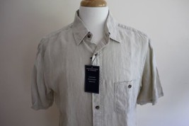 ROUNDTREE &amp; YORKE Men&#39;s Short Sleeve Linen Button Down Shirt size L  - £19.54 GBP