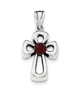 ANTIQUED RED STONE OPEN CROSS PENDANT REAL SOLID .925 STERLING SILVER - $1,223.18 MXN