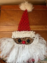 Handmade Red Macrame Chubby Santa Claus Christmas Wall Door or Window De... - £19.20 GBP