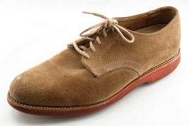 Lands&#39; End Shoes Sz 8.5 M Almond Toe Brown Derby Oxfords Leather Men - £31.05 GBP