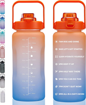 64Oz,100Oz,128Oz Large Motivational Water Bottle with Time Marker, Leakproof &amp; B - £19.56 GBP