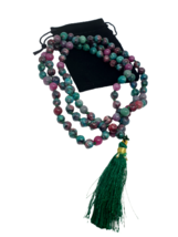 Ruby Zoisite Mala Necklace Beads Genuine Gemstone Knotted 108 Beads &amp; Ve... - £17.30 GBP