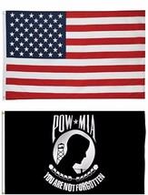 2 FLAGS POW MIA PRISONER OF WAR MISSING IN ACTION 3 X 5 AND AMERICAN FLA... - £18.04 GBP