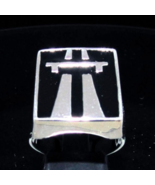 Sterling silver Trucker ring Super Highway symbol Truck Driver with Blac... - £82.62 GBP
