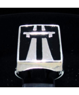 Sterling silver Trucker ring Super Highway symbol Truck Driver with Blac... - $142.98 CAD