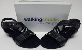 Walking Cradles Conway Size 8 M Women&#39;s Leather Block Heel Strappy Sandals Black - $53.45