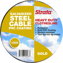 Strata 100 Feet Clothesline Outdoor Heavy Duty Galvanized Wire Steel Cable, Gold - £25.06 GBP